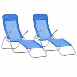 VidaXL Chaises longues pliables 2 pcs Textilène Bleu