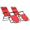 VidaXL Chaises longues pliables 2 pcs avec repose-pied Acier Rouge 1 VidaXL Chaises longues pliables 2 pcs avec repose-pied Acier Rouge -Bains de soleil Soldes image 1 44344