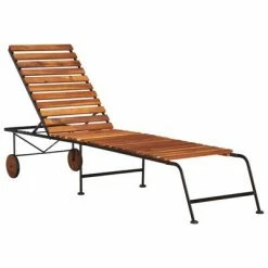 VidaXL Chaise longue avec pieds en acier Bois d'acacia massif