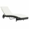 VidaXL Chaise longue avec roues et coussin Résine tressée Noir -Bains de soleil Soldes image 1 44454