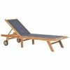 VidaXL Chaise longue pliable avec roulettes Teck massif et textilène 1 VidaXL Chaise longue pliable avec roulettes Teck massif et textilène -Bains de soleil Soldes image 1 44668