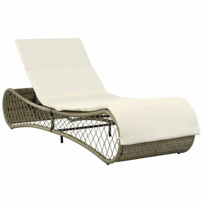 VidaXL Chaise longue avec coussin Résine tressée Gris 3 VidaXL Chaise longue avec coussin Résine tressée Gris