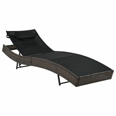 VidaXL Chaise longue avec oreiller Résine tressée Marron 3 VidaXL Chaise longue avec oreiller Résine tressée Marron