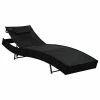 VidaXL Chaise longue avec oreiller Résine tressée Noir -Bains de soleil Soldes image 1 44717