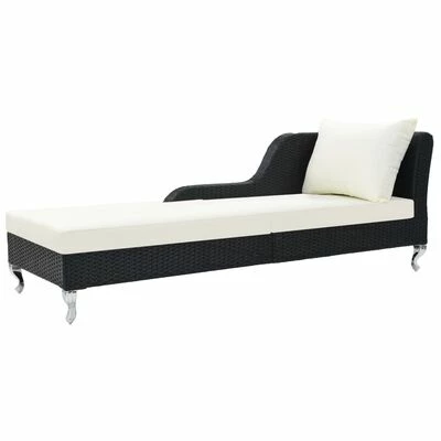 VidaXL Chaise longue avec coussin Résine tressée Noir 3 VidaXL Chaise longue avec coussin Résine tressée Noir