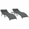 VidaXL Ensemble de chaises longues pliables 3 pcs Résine tressée Gris 1 VidaXL Ensemble de chaises longues pliables 3 pcs Résine tressée Gris -Bains de soleil Soldes image 1 44815