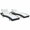 VidaXL Chaises longues 2 pcs et table Résine tressée et textilène Noir -Bains de soleil Soldes image 1 44894