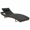 VidaXL Chaise longue Résine tressée et textilène Marron 2 VidaXL Chaise longue Résine tressée et textilène Marron -Bains de soleil Soldes image 1 44895