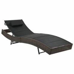 VidaXL Chaise longue Résine tressée et textilène Marron