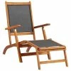 VidaXL Chaise longue Bois d'acacia solide et textilène -Bains de soleil Soldes image 1 45958