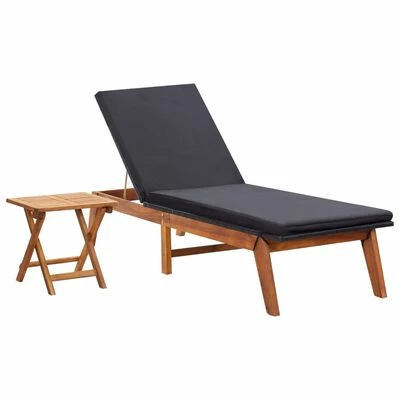 VidaXL Chaise longue avec table Résine tressée et bois d'acacia massif 3 VidaXL Chaise longue avec table Résine tressée et bois d'acacia massif