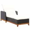 VidaXL Chaise longue Résine tressée et bois d'acacia massif Noir