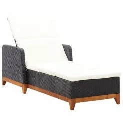 VidaXL Chaise longue Résine tressée et bois d'acacia massif Noir