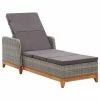 VidaXL Chaise longue Résine tressée et bois d'acacia massif Gris 2 VidaXL Chaise longue Résine tressée et bois d'acacia massif Gris -Bains de soleil Soldes image 1 46013