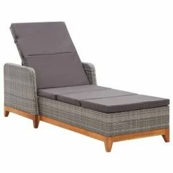 VidaXL Chaise longue Résine tressée et bois d'acacia massif Gris
