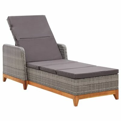 VidaXL Chaise longue Résine tressée et bois d'acacia massif Gris 3 VidaXL Chaise longue Résine tressée et bois d'acacia massif Gris