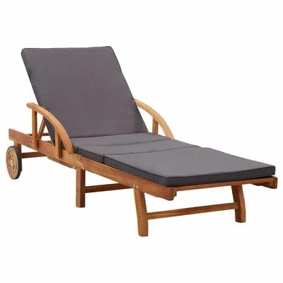 VidaXL Chaise longue avec coussin Bois d'acacia solide 3 VidaXL Chaise longue avec coussin Bois d'acacia solide