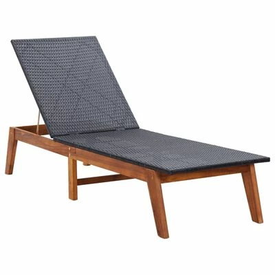 VidaXL Chaise longue Résine tressée et bois d'acacia massif 3 VidaXL Chaise longue Résine tressée et bois d'acacia massif