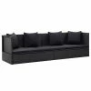 VidaXL Lit de jardin avec coussin et oreiller Résine tressée Noir 1 VidaXL Lit de jardin avec coussin et oreiller Résine tressée Noir -Bains de soleil Soldes image 1 46087