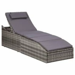 VidaXL Transat avec coussin Résine tressée Gris