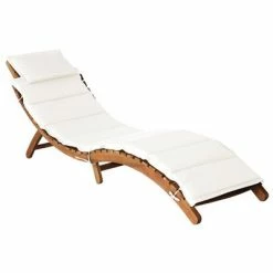 VidaXL Chaise longue avec coussin Bois d'acacia solide Crème
