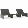 VidaXL Chaises longues 2 pcs avec table Résine tressée Gris 1 VidaXL Chaises longues 2 pcs avec table Résine tressée Gris -Bains de soleil Soldes image 1 47401