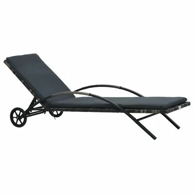 VidaXL Chaise longue avec coussin et roues Résine tressée Anthracite 3 VidaXL Chaise longue avec coussin et roues Résine tressée Anthracite