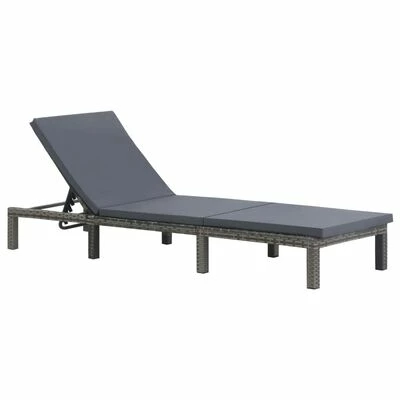 VidaXL Chaise longue avec coussin Résine tressée Anthracite 3 VidaXL Chaise longue avec coussin Résine tressée Anthracite