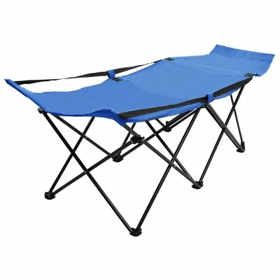 VidaXL Chaise longue pliable Bleu Acier 3 VidaXL Chaise longue pliable Bleu Acier