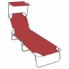 VidaXL Chaise longue pliable avec auvent Rouge Aluminium 2 VidaXL Chaise longue pliable avec auvent Rouge Aluminium -Bains de soleil Soldes image 1 47771