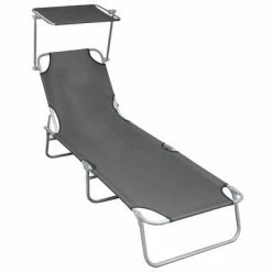 VidaXL Chaise longue pliable avec auvent Gris Aluminium
