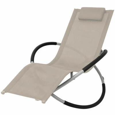 VidaXL Chaise longue géométrique d'extérieur Acier Crème 3 VidaXL Chaise longue géométrique d'extérieur Acier Crème