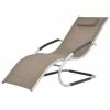 VidaXL Chaise longue avec oreiller Aluminium et textilène Taupe 2 VidaXL Chaise longue avec oreiller Aluminium et textilène Taupe -Bains de soleil Soldes image 1 47779