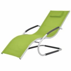 VidaXL Chaise longue avec oreiller Aluminium et textilène Vert