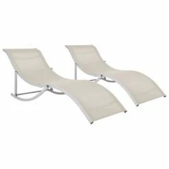 VidaXL Chaises longues pliables 2 pcs Crème Textilène