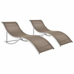 VidaXL Chaises longues pliables 2 pcs Taupe Textilène