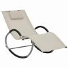 VidaXL Chaise longue avec oreiller Crème Textilène 2 VidaXL Chaise longue avec oreiller Crème Textilène -Bains de soleil Soldes image 1 47789