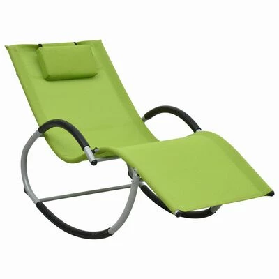 VidaXL Chaise longue avec oreiller Vert Textilène 3 VidaXL Chaise longue avec oreiller Vert Textilène