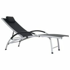 VidaXL Chaise longue Aluminium Textilène Noir