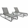 VidaXL Chaises longues 2 pcs avec table Textilène et aluminium 1 VidaXL Chaises longues 2 pcs avec table Textilène et aluminium -Bains de soleil Soldes image 1 47844