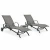 VidaXL Chaises longues 2 pcs avec table Textilène et acier 2 VidaXL Chaises longues 2 pcs avec table Textilène et acier -Bains de soleil Soldes image 1 47846