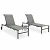 VidaXL Chaises longues 2 pcs avec table Textilène et acier 2 VidaXL Chaises longues 2 pcs avec table Textilène et acier -Bains de soleil Soldes image 1 47847
