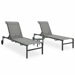 VidaXL Chaises longues 2 pcs avec table Textilène et acier
