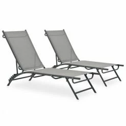 VidaXL Chaises longues 2 pcs Textilène et acier