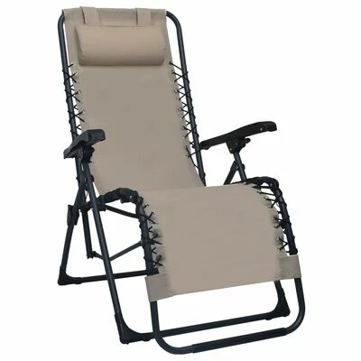 VidaXL Chaise pliable de terrasse Taupe Textilène 3 VidaXL Chaise pliable de terrasse Taupe Textilène