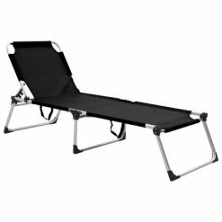 VidaXL Chaise longue pliable extra haute pour seniors Noir Aluminium