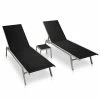 VidaXL Chaises longues 2 pcs avec table Acier et textilène Noir -Bains de soleil Soldes image 1 48012
