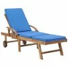VidaXL Chaise longue avec coussin Bois de teck solide Bleu 1 VidaXL Chaise longue avec coussin Bois de teck solide Bleu -Bains de soleil Soldes image 1 48025