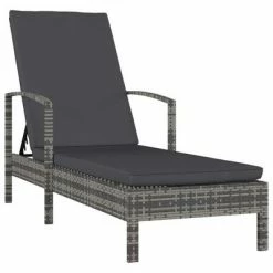 VidaXL Chaise longue avec accoudoirs Résine tressée Gris