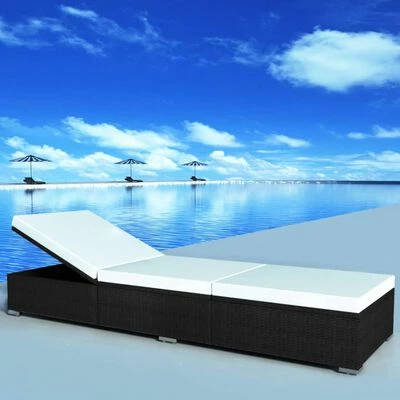 VidaXL Chaises longues avec coussins 2 pcs Résine tressée Noir 4 VidaXL Chaises longues avec coussins 2 pcs Résine tressée Noir – Image 2